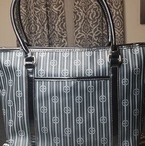 Giani Bernini Navy Blue & White Stripe Bag